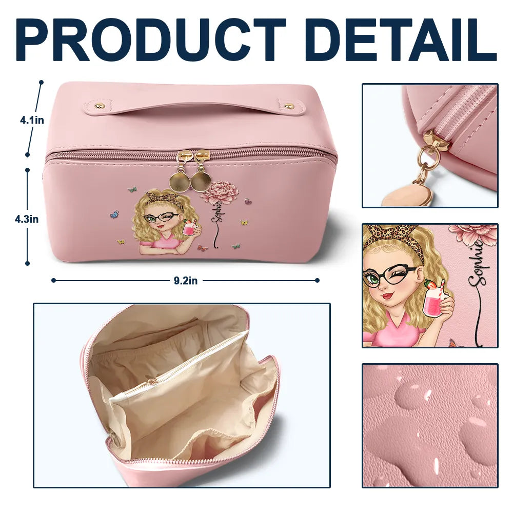 Blooming In Love: Birth Month Flower Personalized Leather Makeup Bag - A Joyful Gift for Her Leather Makeup Bag PopCulturePrints