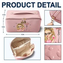 Load image into Gallery viewer, Blooming In Love: Birth Month Flower Personalized Leather Makeup Bag - A Joyful Gift for Her Leather Makeup Bag PopCulturePrints
