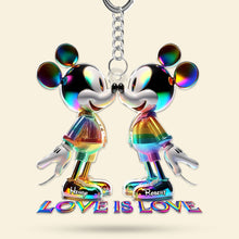 Load image into Gallery viewer, Love is Love - Personalized LGBT Mouse Couple Keychain Keychains PopCulturePrints

