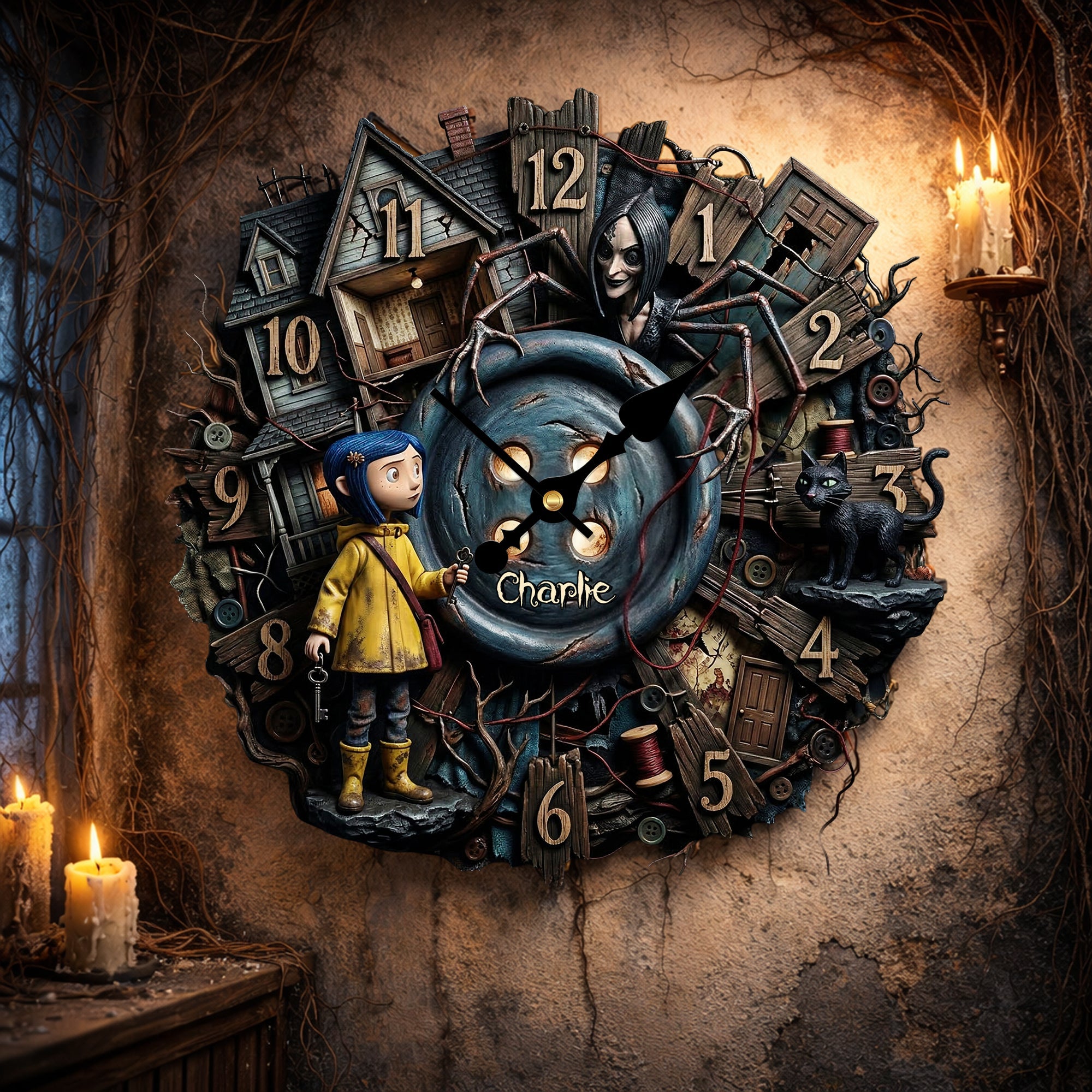 Time Flies in a Spooky World - Nightmare Hanging Wall Clock - Personalized Gift for All Occasions Hanging Wall Clock PopCulturePrints