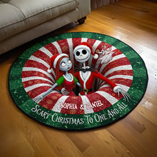 Load image into Gallery viewer, &quot;Scary Christmas To One And All&quot; - Personalized Creepy Cute Couple Round Mat - Unique Gift for Couples Doormat PopCulturePrints
