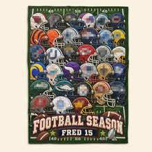 Load image into Gallery viewer, Embrace the Season: Personalized Team Helmet Blanket - Perfect Gift for Sports Fans

