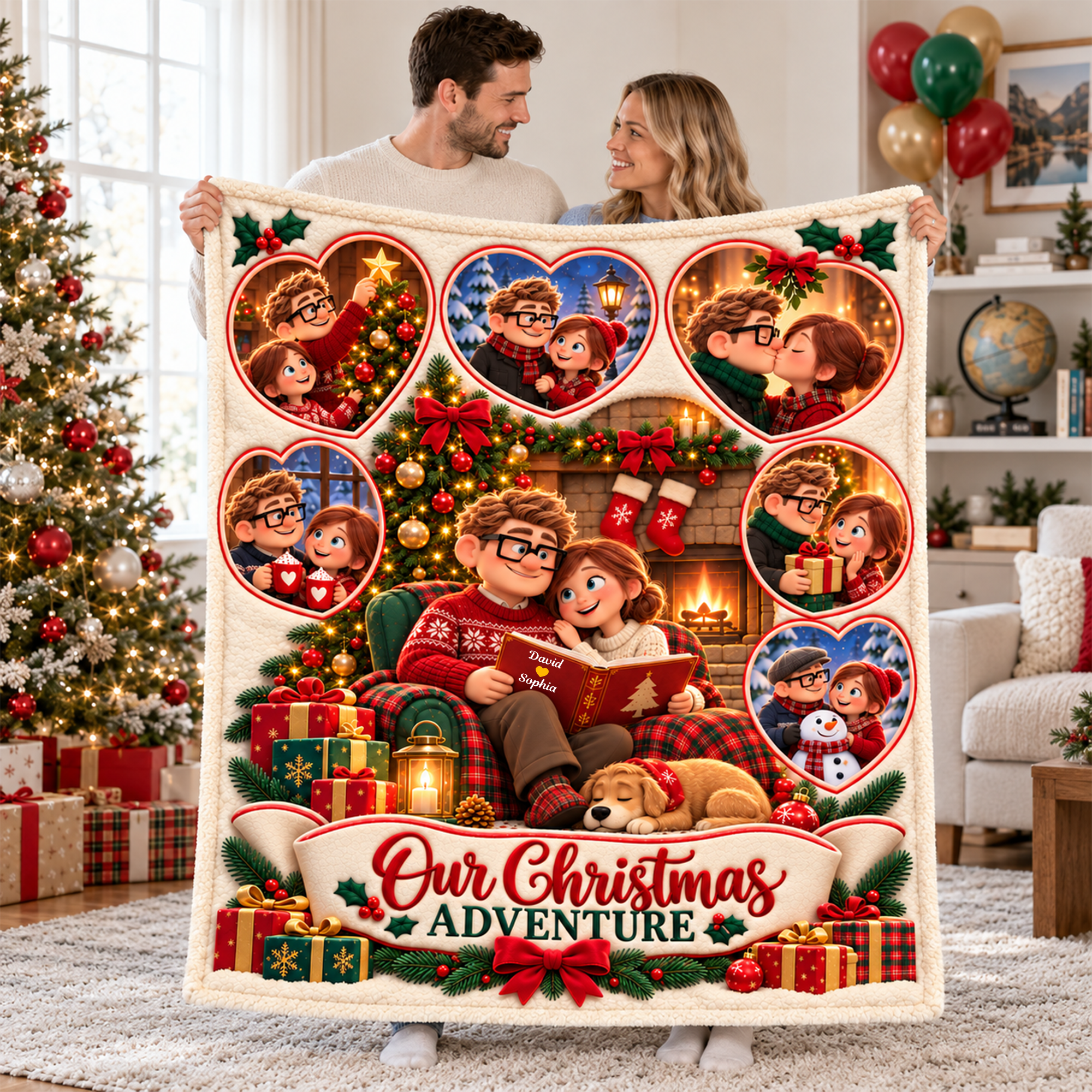 Our Christmas Adventure Blanket - Personalized Gift for Couples