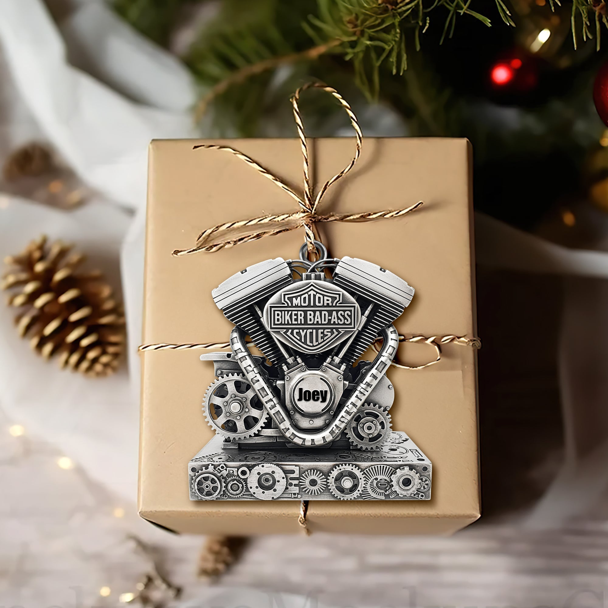 Celebrate Your Biker Spirit - Personalized Strong Motorcycle Engine Ornament - Perfect Gift for Bikers Ornament PopCulturePrints
