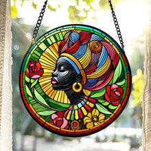 Load image into Gallery viewer, Black Roots Pride Stained Glass Suncatcher - Celebrate Black History Month Suncatcher PopCulturePrints
