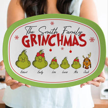 Load image into Gallery viewer, Personalized Grinch Family Christmas Plate Resin Plate PopCulturePrints
