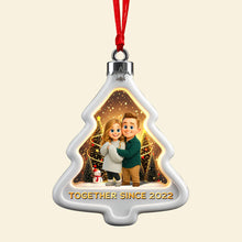 Load image into Gallery viewer, “Together Forever in Holiday Style” - Cartoon Style Christmas Ornament - Personalized Custom Photo Gift for Couples Ornament PopCulturePrints
