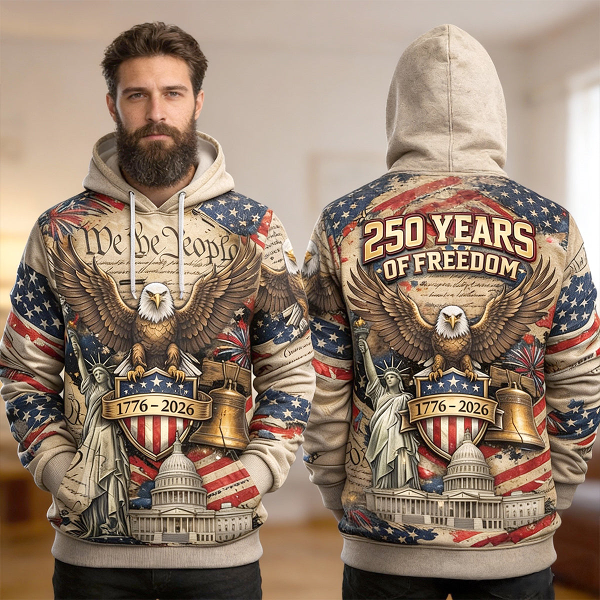 Celebrate Freedom: 250th Anniversary 3D Shirt – Personalized Gifts for Patriots AOP Products PopCulturePrints