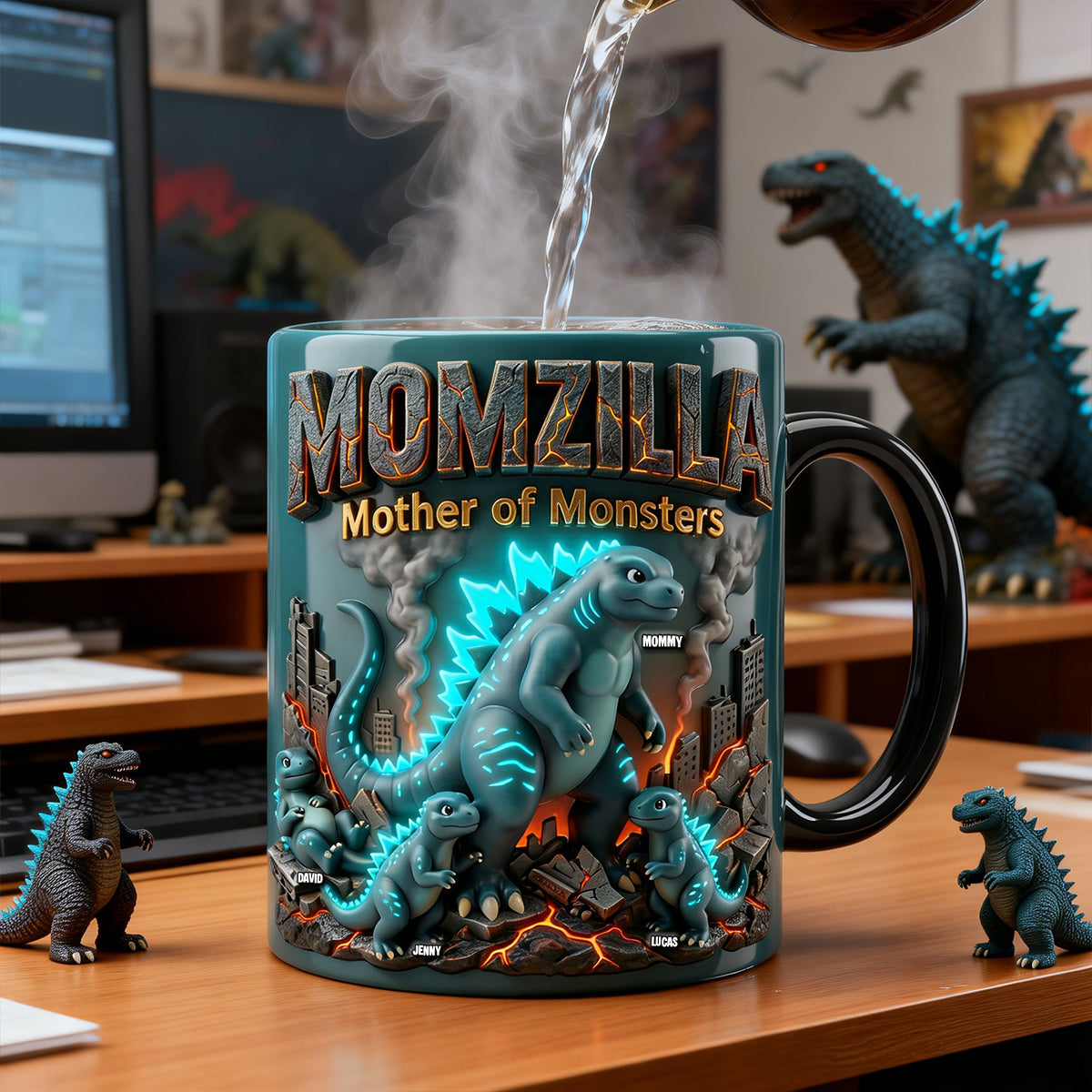 “Momzilla, Mother of Monsters” - Personalized Giant Creature Mom Magic Mug - Gifts for Mothers, Grandmothers, and More Coffee Mug PopCulturePrints