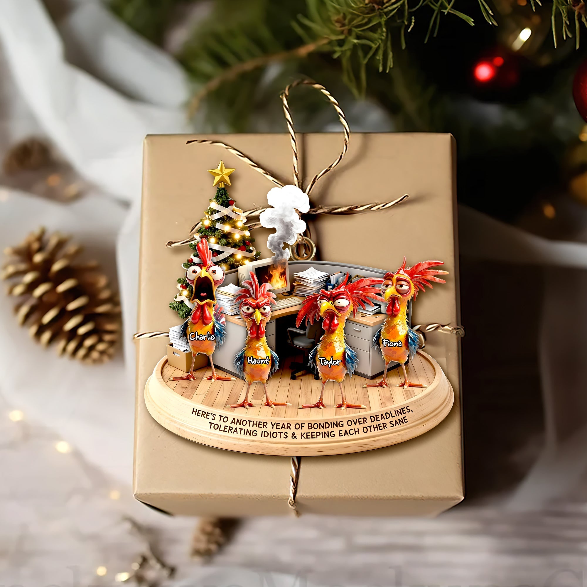 Office Chaos Chicken Acrylic Ornament - A Hilarious Personalized Gift for Coworkers Ornament PopCulturePrints