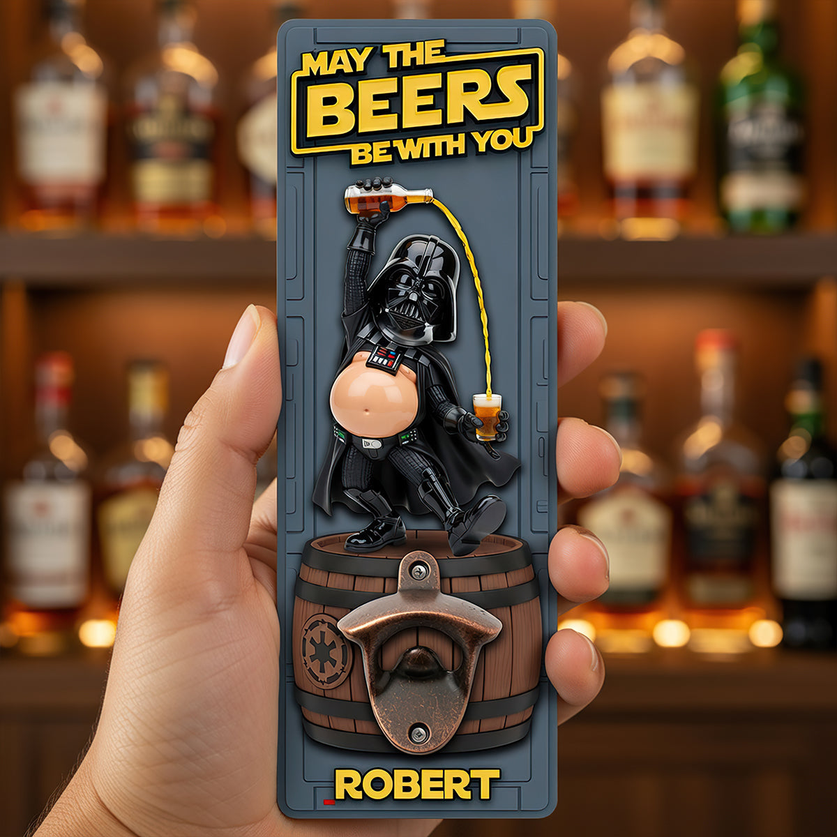 “May the Beers Be With You” - Personalized Cosmic Brew Wall Bottle Opener - Gift for Space Lovers
