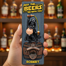 Load image into Gallery viewer, “May the Beers Be With You” - Personalized Cosmic Brew Wall Bottle Opener - Gift for Space Lovers
