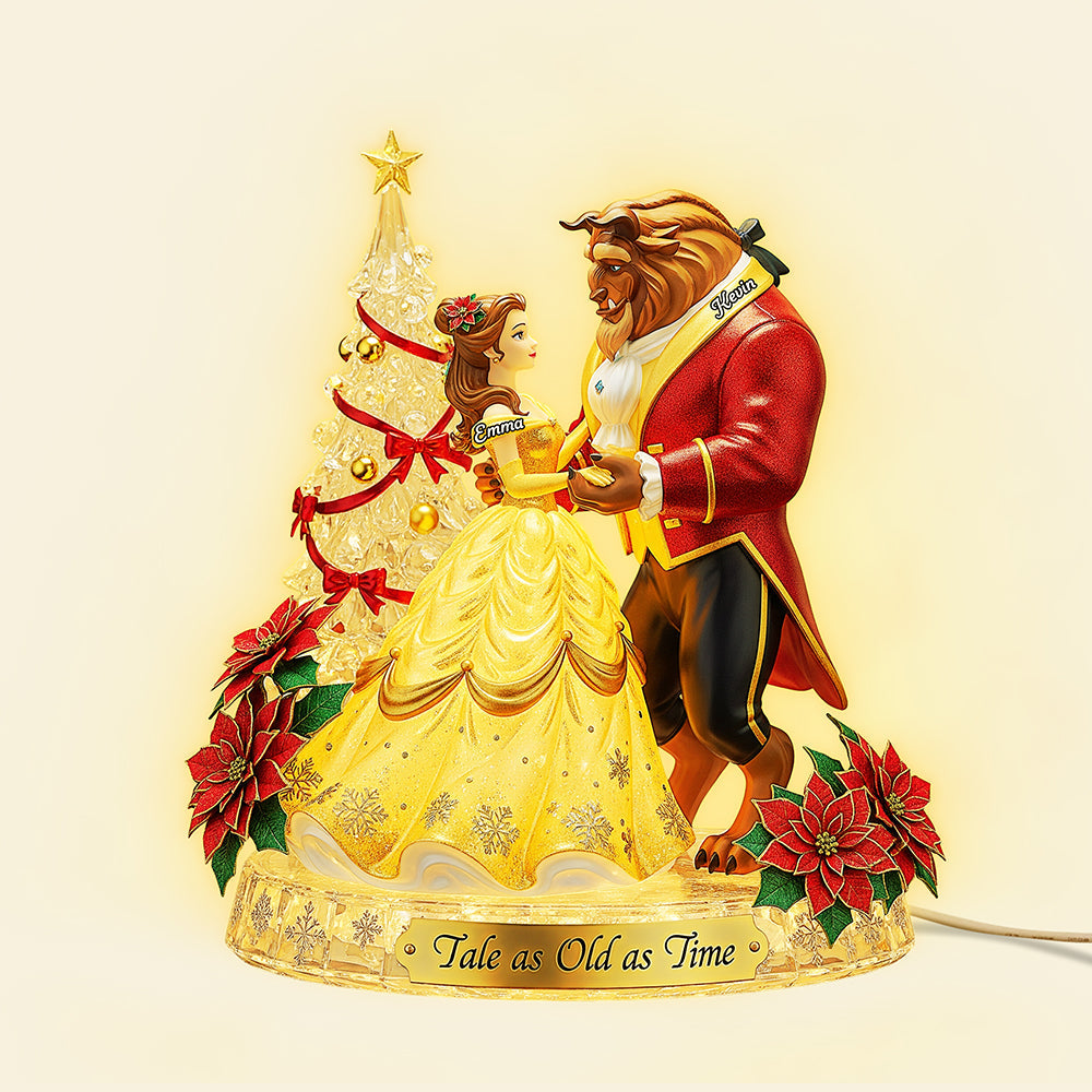“A Love Story as Old as Time” - Dancing Couple Christmas Custom Shape Acrylic Light Box - Personalized Gifts for Couples Light Box PopCulturePrints