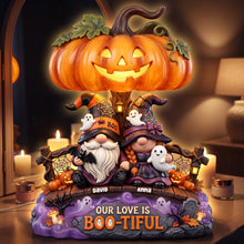 Load image into Gallery viewer, Our Love Is Boo-tiful Gnome Couple Acrylic Light Box - Personalized Gift for Halloween Lovers
