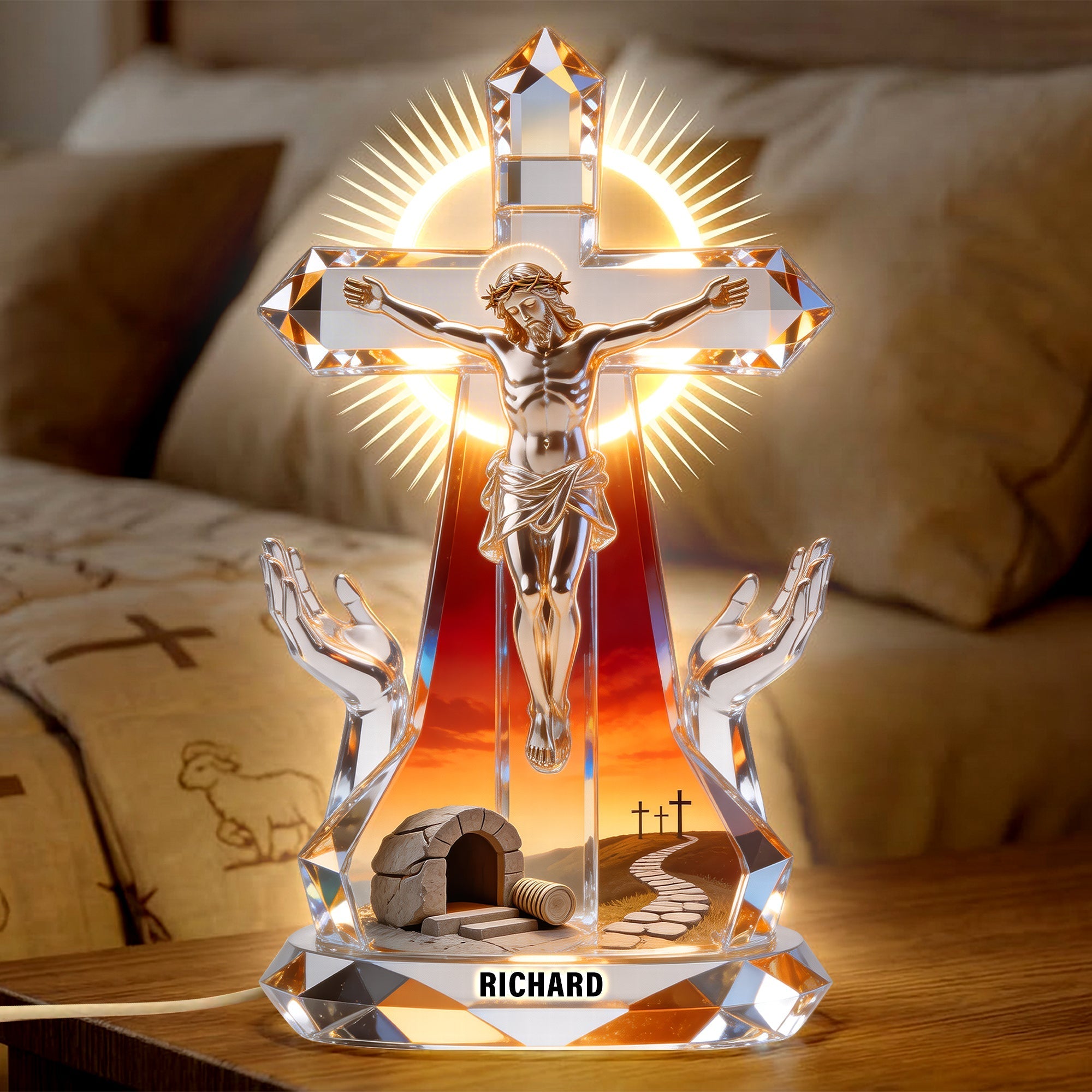 Illuminate Your Faith - Jesus Christ Crucifix Light Box - Personalized Gift for Christians Light Box PopCulturePrints