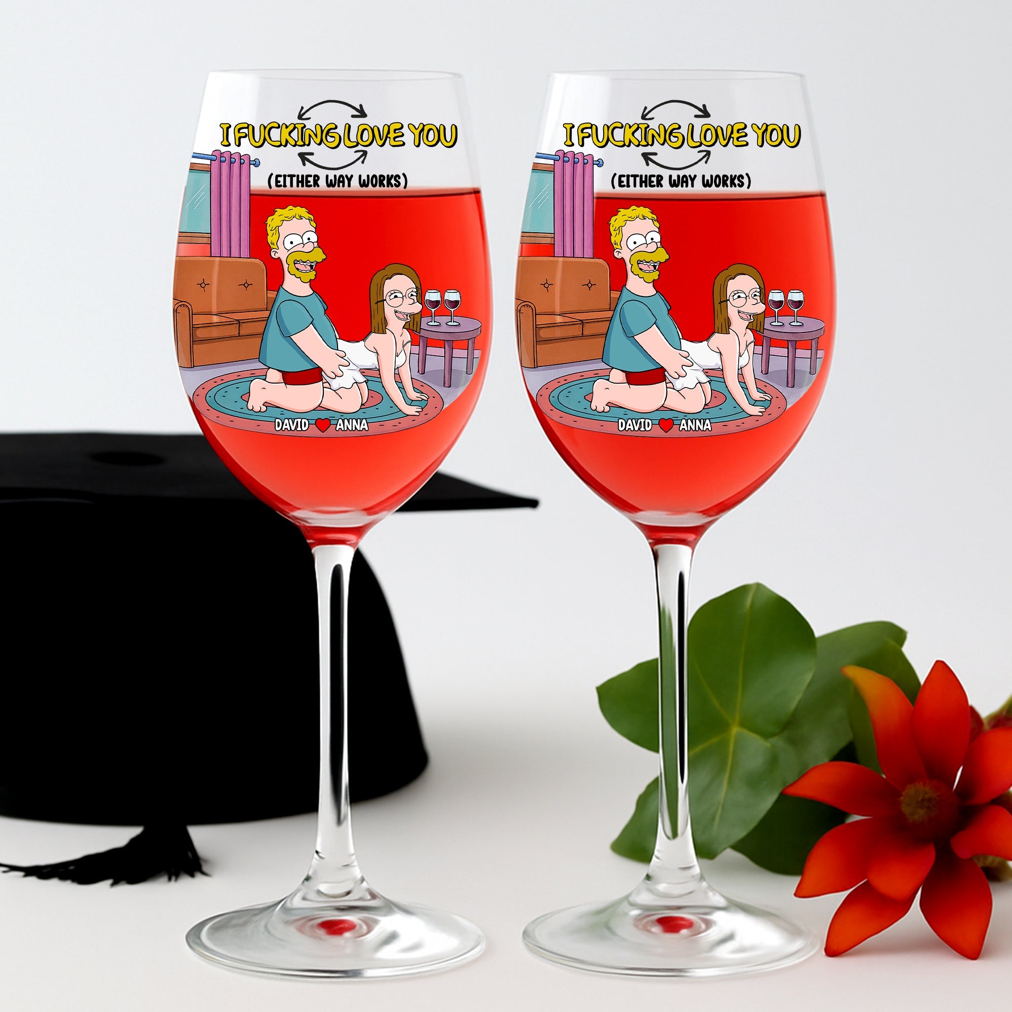 "I F*CKING LOVE YOU" Funny Wine Glass - Personalized Gift for Couples Wine Glass PopCulturePrints