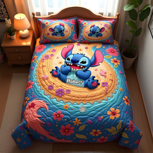 Load image into Gallery viewer, Personalized Stitch Quilt Bedding Set for Kids - Fun Cartoon Design Blanket PopCulturePrints

