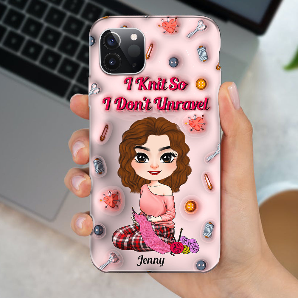 Personalized 3D Phone Case - Knit Lover Gift for Girls