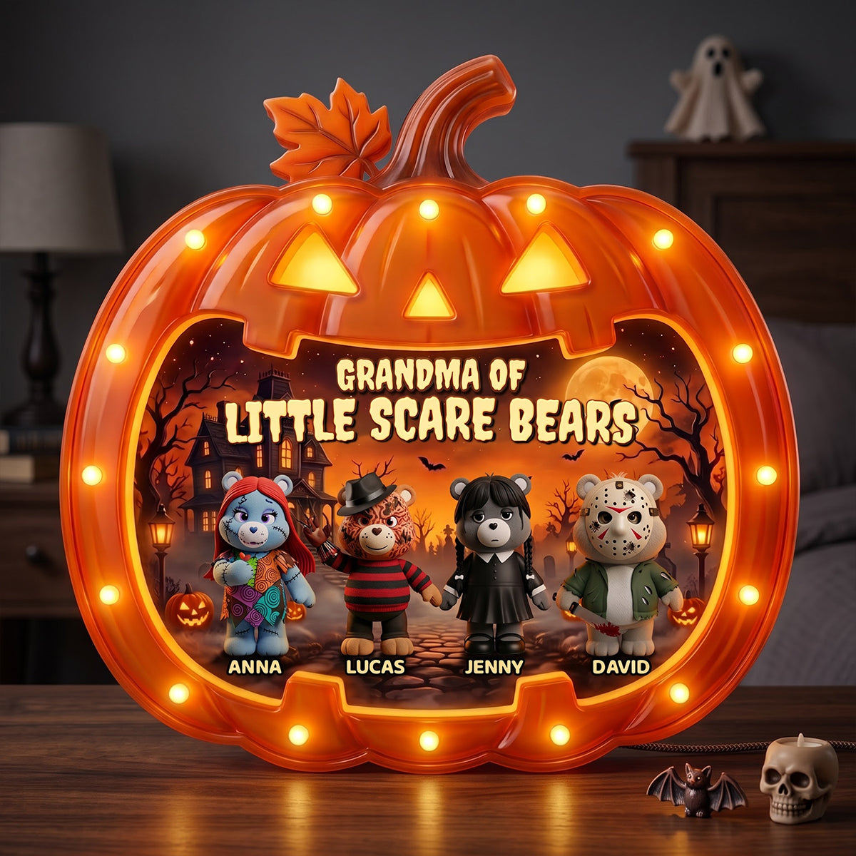 Illuminate Your Halloween: Haunted Crew Light Box - Personalized Gift for Grandma