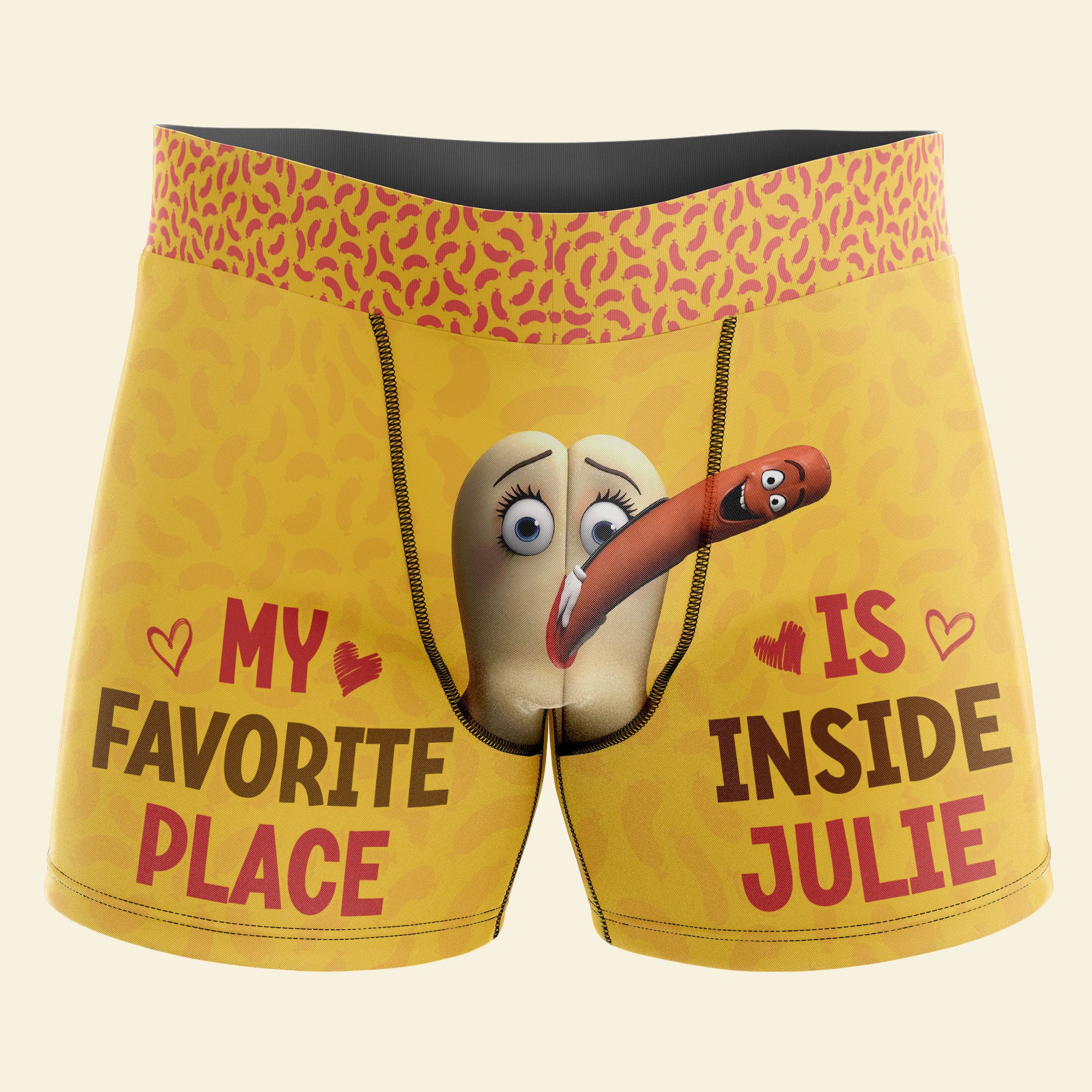 Personalized Boxer Shorts for Couples - My Favorite Place Is Inside Julie Boxer Briefs PopCulturePrints