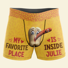 Load image into Gallery viewer, Personalized Boxer Shorts for Couples - My Favorite Place Is Inside Julie Boxer Briefs PopCulturePrints
