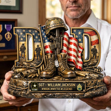 Load image into Gallery viewer, “For the Brave Dads - A Tribute to Our Heroes” - Proud Veteran Dad Acrylic Plaque - Personalized Gift for Dad or Grandpa Shaped Plaques PopCulturePrints
