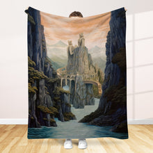 Load image into Gallery viewer, Fantasy Adventure Quilted Blanket - Epic Dragon Battle Design
