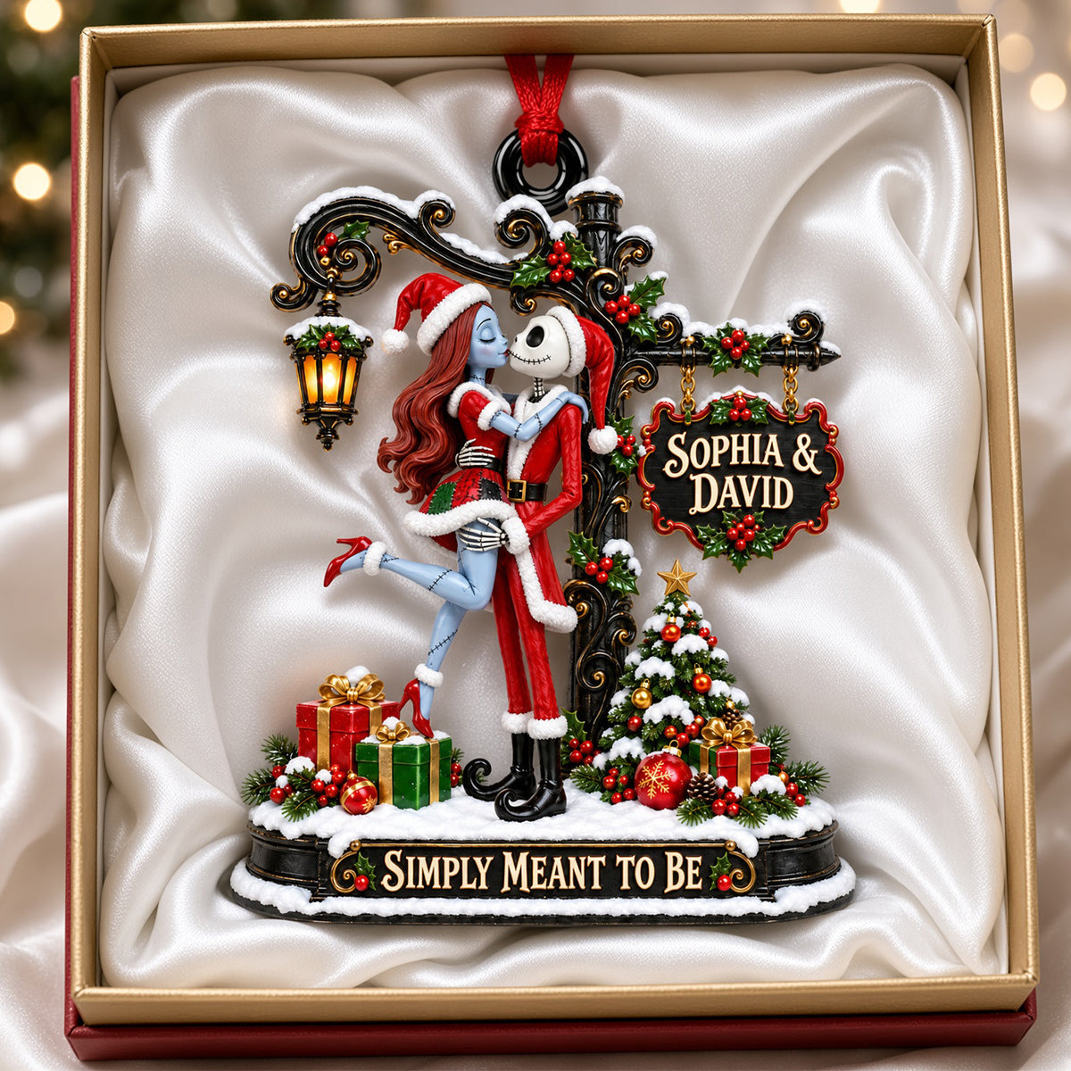 Simply Meant to Be - Spooky Sweethearts Acrylic Christmas Ornament - Personalized Gift for Couples