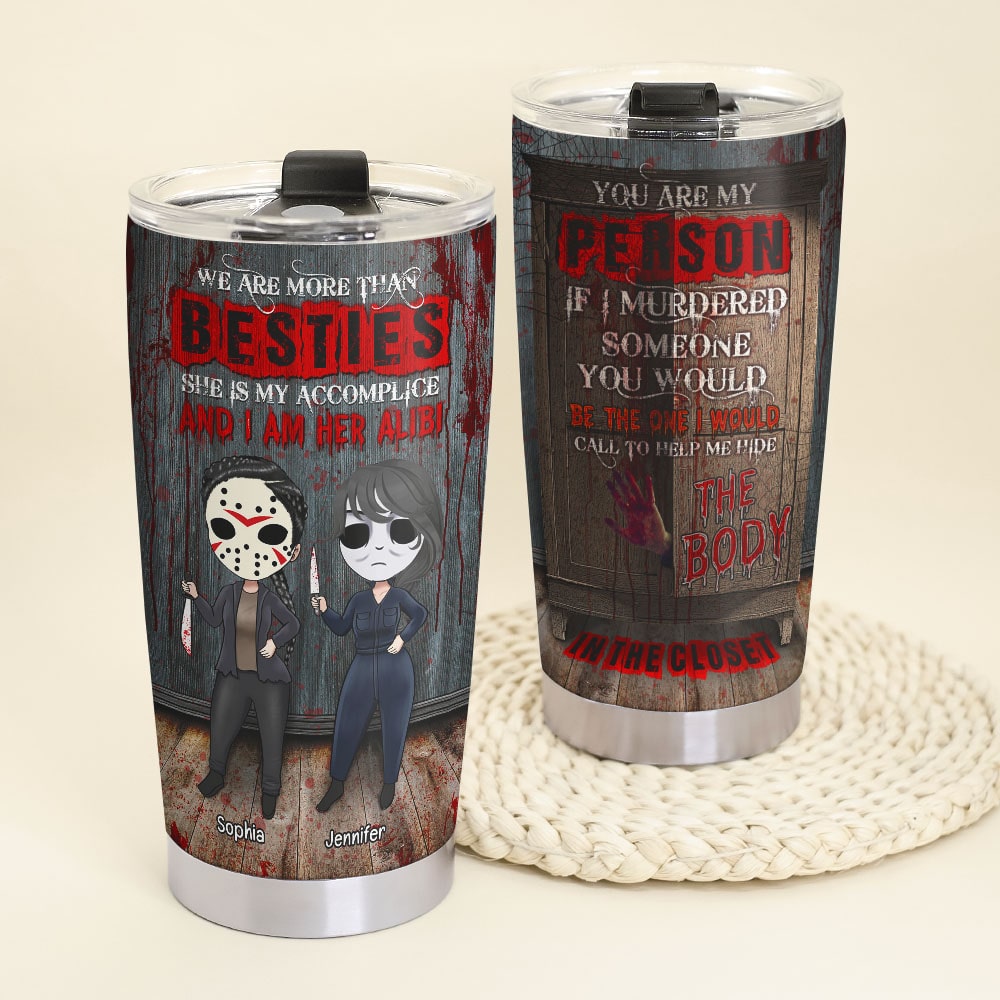 Personalized Besties Halloween Tumbler - Fun Gift for Best Friends