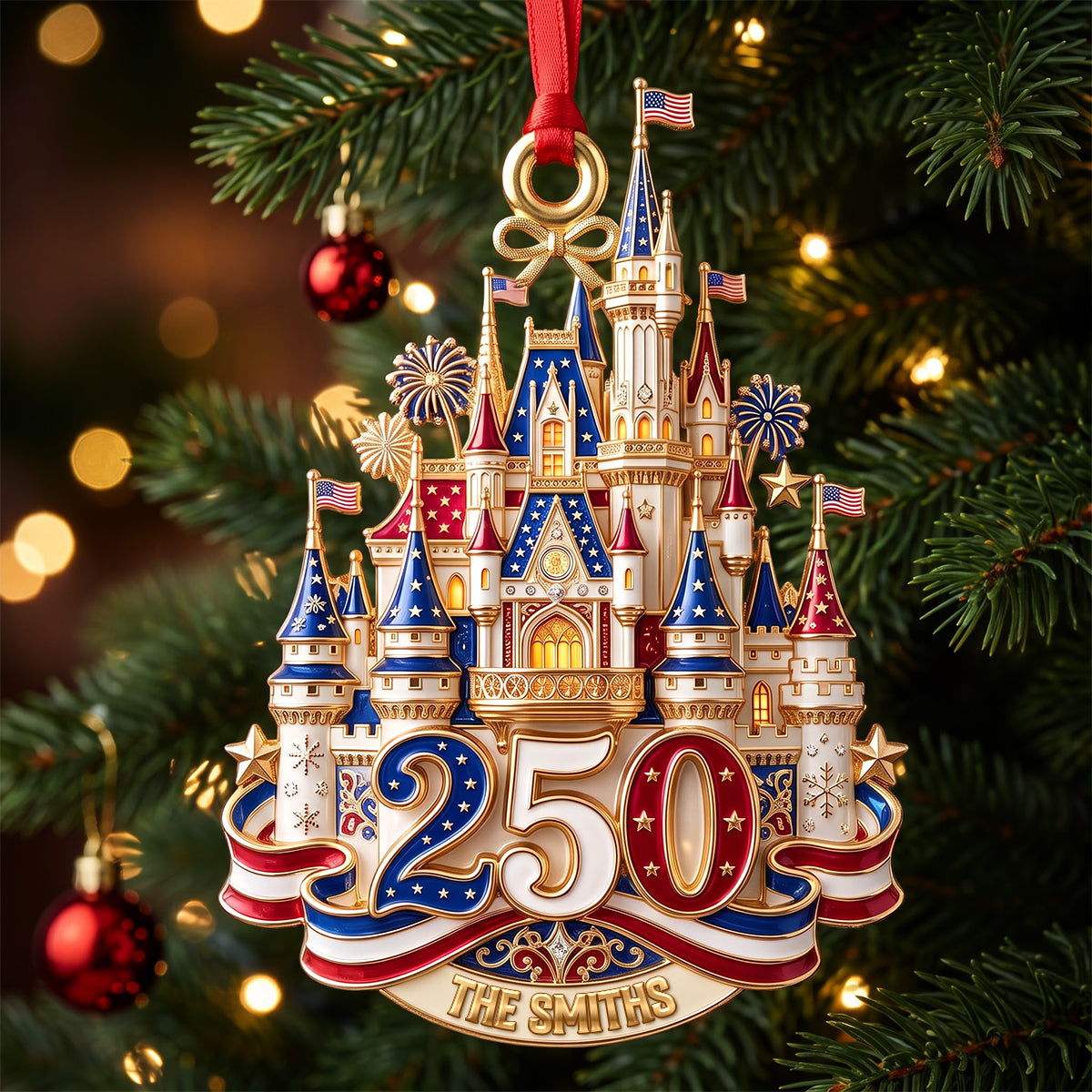 "Celebrate 250 Years of Freedom - Personalized Christmas Ornament"