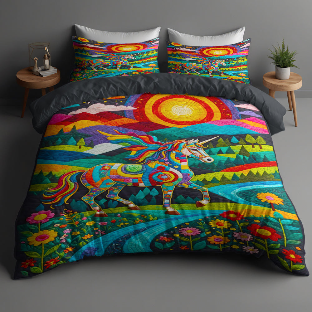 Enchanted Unicorn Lovers Quilt Bed Set Blanket PopCulturePrints
