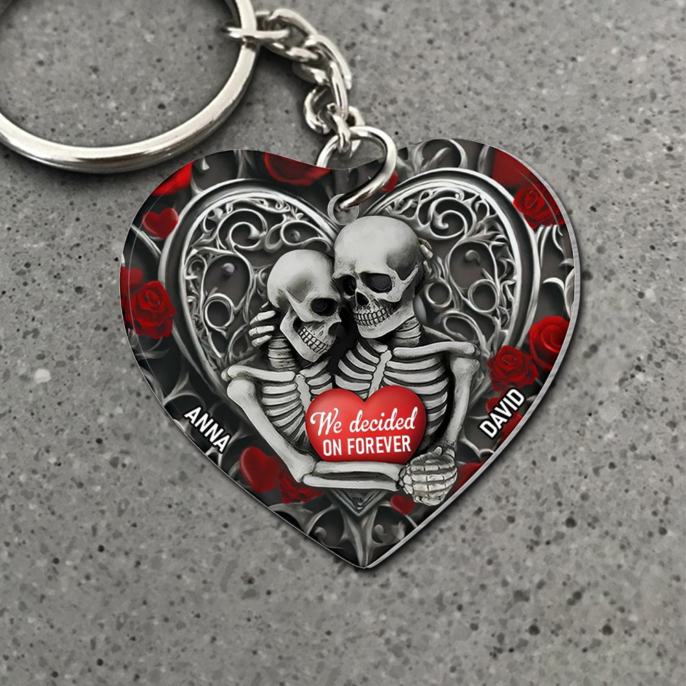 Personalized Skeleton Couple Keychain - We Decided On Forever Keychains PopCulturePrints