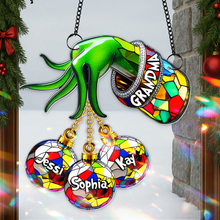 Load image into Gallery viewer, “Celebrate Love in Every Color!” - Green Christmas Bauble Suncatcher, Personalized Gift for Grandma Ornament PopCulturePrints
