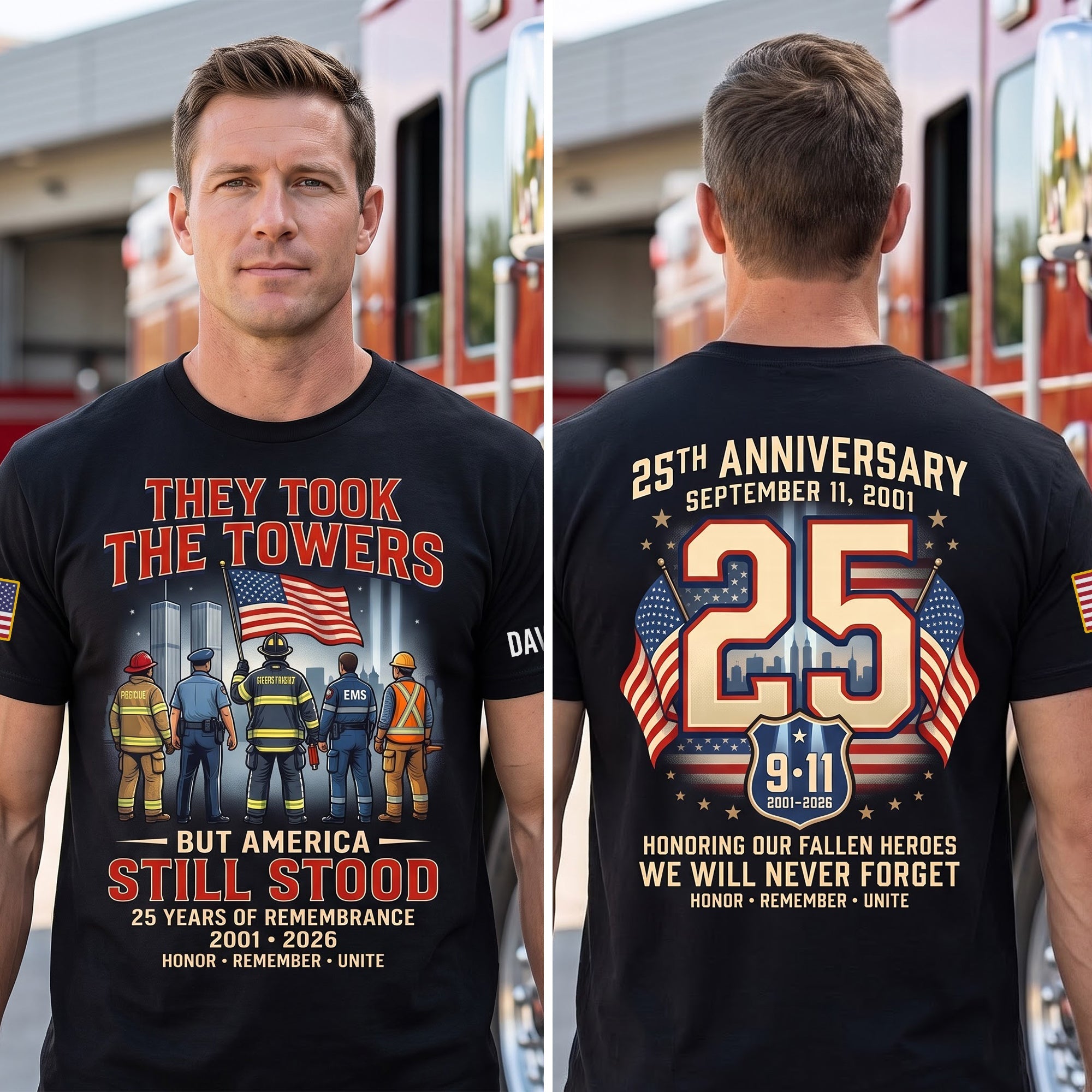 They Took the Towers - 25 Years of Remembrance T-Shirt - Personalized Memorial Gift
