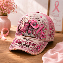 Load image into Gallery viewer, Give Breast Cancer The Boot - Personalized Cowgirl Classic Cap

