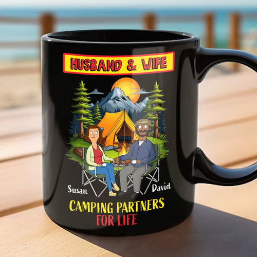 Camping Partners for Life - Personalized Husband and Wife Coffee Mug Coffee Mug PopCulturePrints