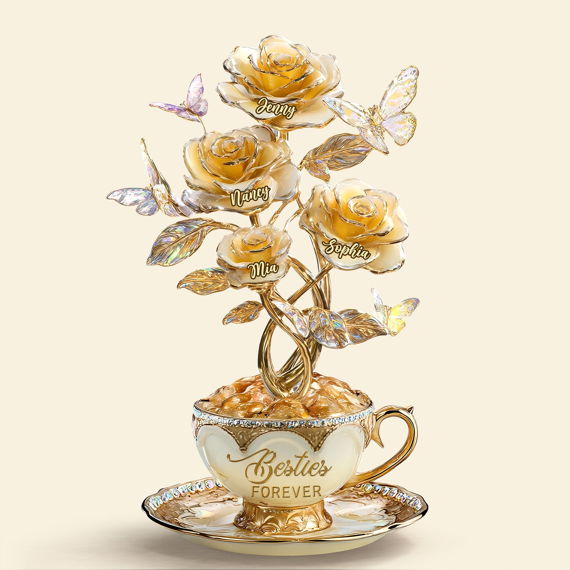 Forever Besties Flower Plaque - Personalized Gift for Your Closest Friends Shaped Plaques PopCulturePrints