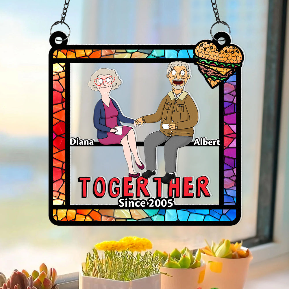 Together Forever: Personalized Suncatcher Ornament for Couples Ornament PopCulturePrints