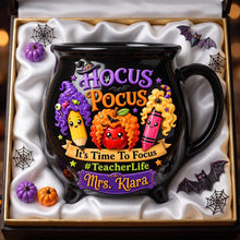 Load image into Gallery viewer, Hocus Pocus, It’s Time to Focus - Customizable Teacher Life Halloween Cauldron Mug
