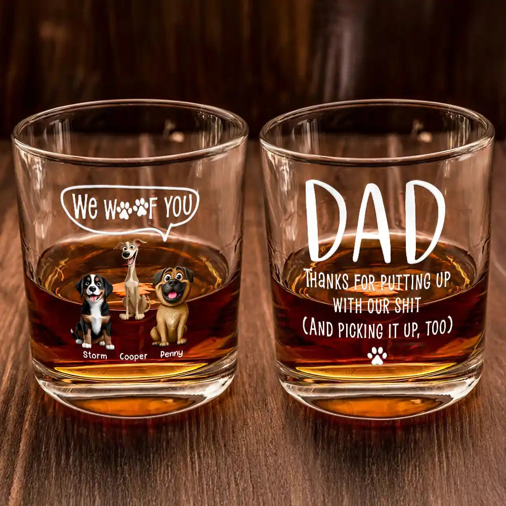 We Woof You, Personalized Whiskey Glass - Perfect Gift for Dog Lovers, Dads, and Grandpas Whiskey Glass PopCulturePrints