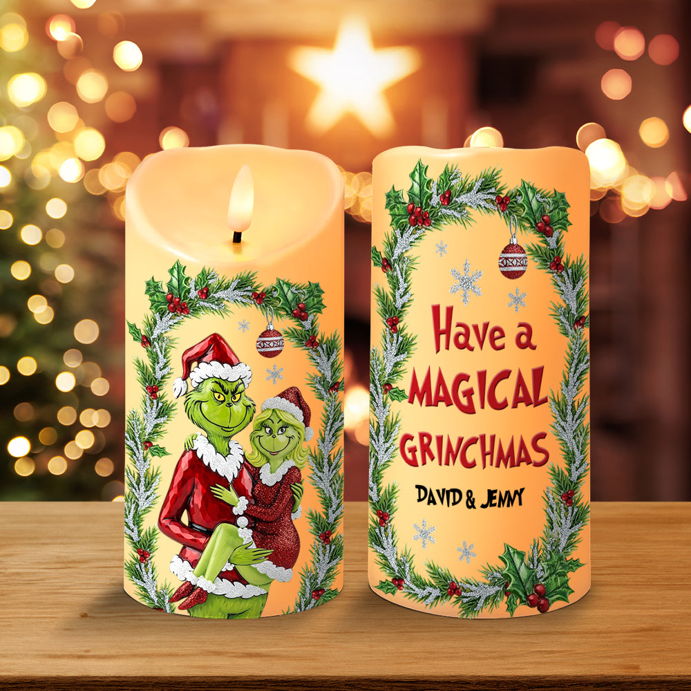 Have a Magical Grinchmas – Personalized LED Candle for Couples Led Candle PopCulturePrints