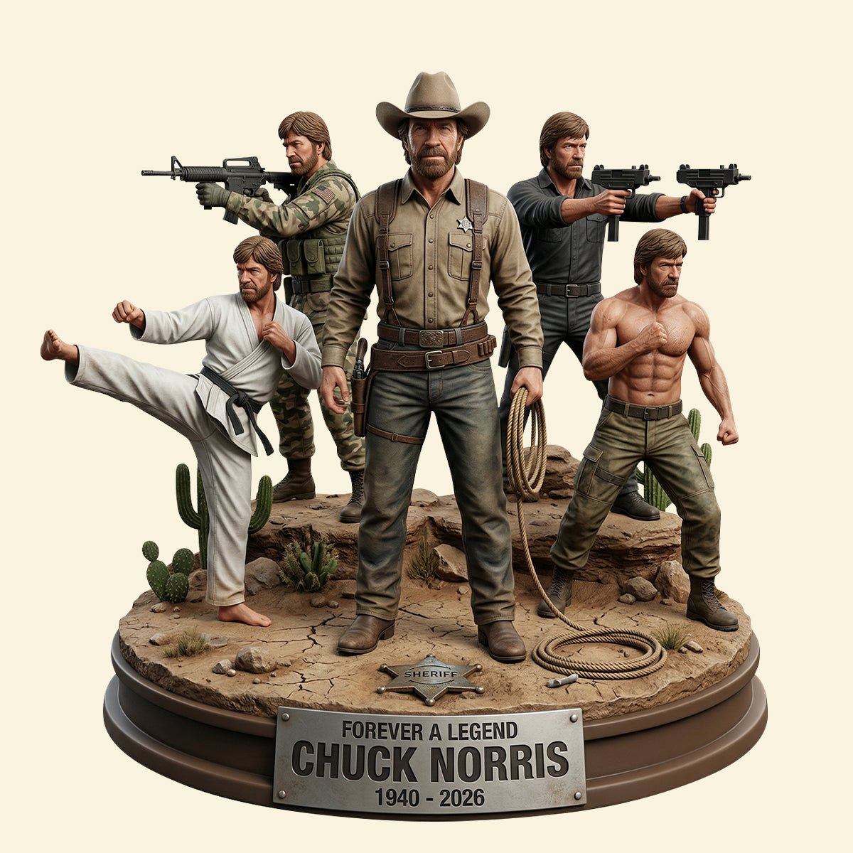 “Forever a Legend” - Legendary Martial Arts Acrylic Plaque - Personalized Memorial Gift for Chuck Norris Fans Shaped Plaques PopCulturePrints