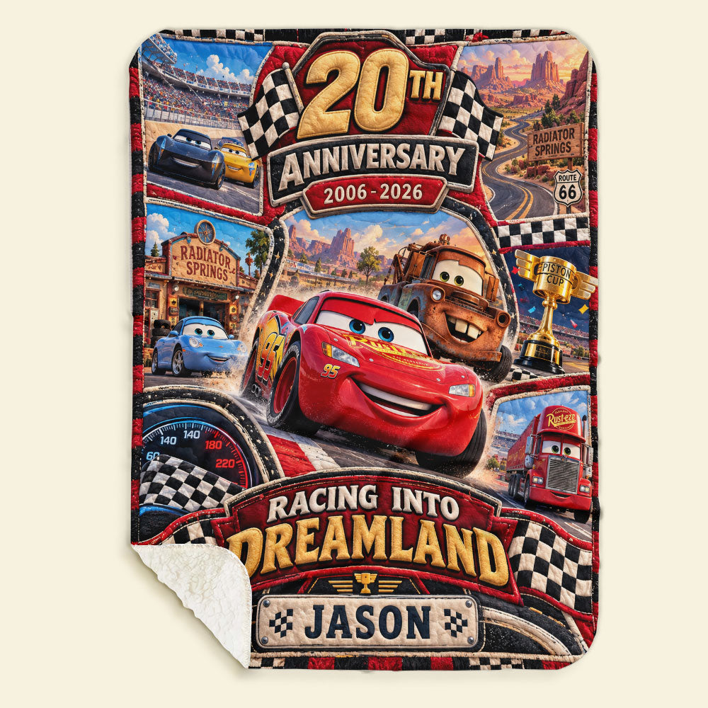 Racing into Dreamland - 20th Anniversary Personalized Blanket for Kids Blanket PopCulturePrints
