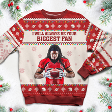 Load image into Gallery viewer, Personalized Football Fan Ugly Sweater - Custom Photo Gift
