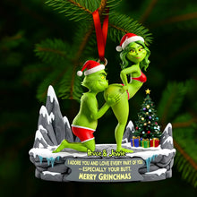 Load image into Gallery viewer, I Adore You - Playful Green Couples Ornament | Personalized Gift for Couples Ornament PopCulturePrints
