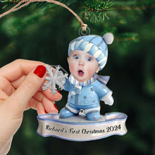 Load image into Gallery viewer, Personalized Baby&#39;s First Christmas Ornament - Custom Photo Keepsake Ornament PopCulturePrints
