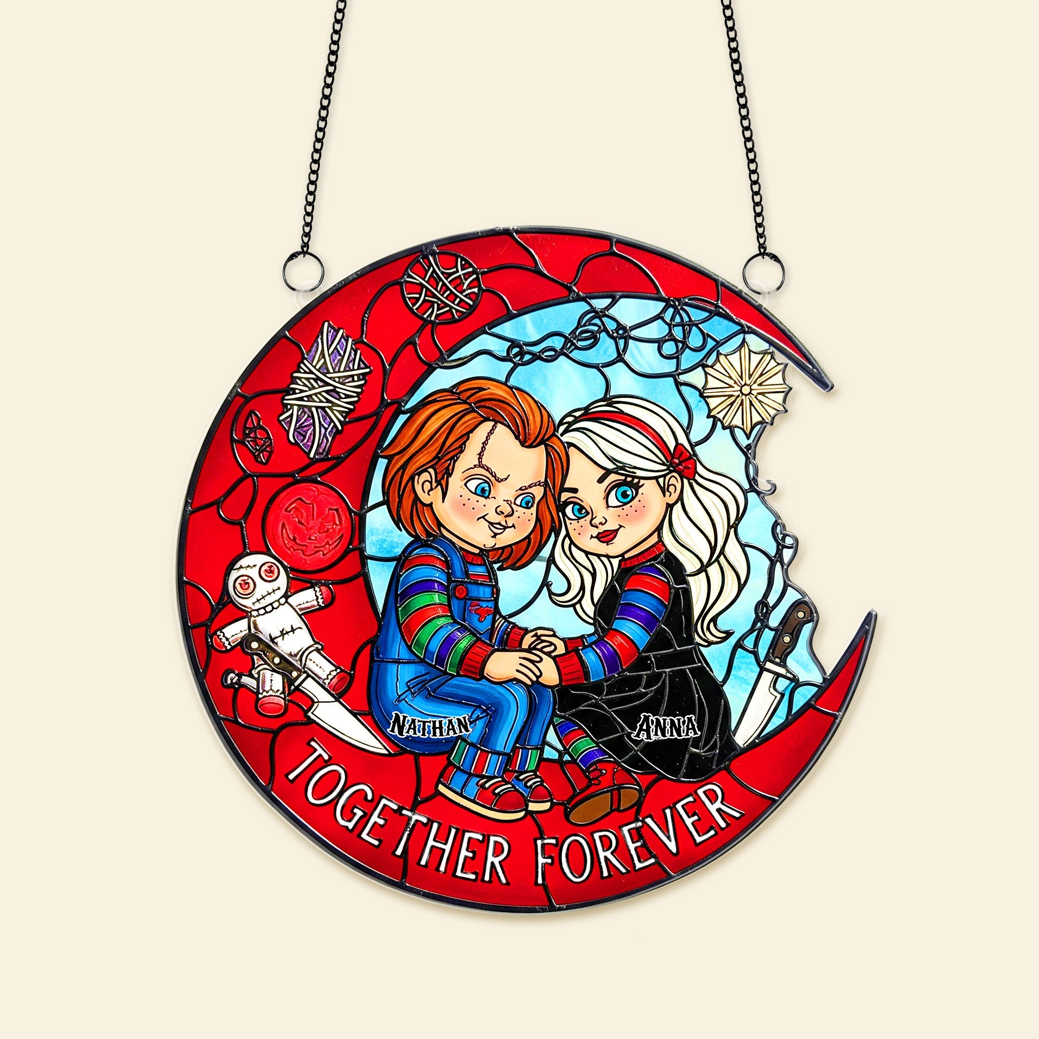 Together Forever - Horror Couple Suncatcher Ornament - Personalized Gift for Couples Ornament PopCulturePrints