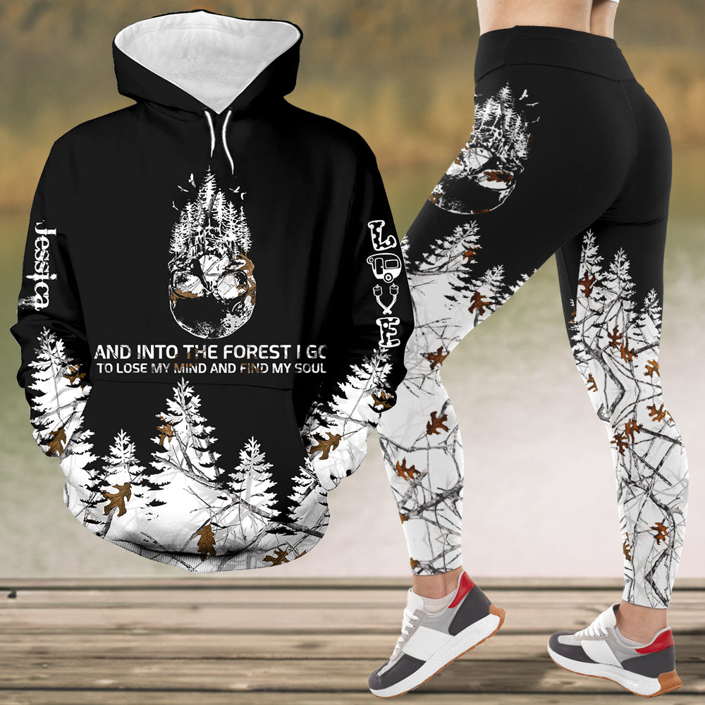 Custom Camping Girl Hoodie & Leggings Set - Forest Adventure Design