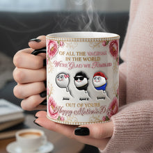 Load image into Gallery viewer, "Of All The Vaginas In The World, We're Glad We Tumbled" - Funny Sperm Kids Magic Mug - Personalized Gift for Moms, Grandmas, and More Coffee Mug PopCulturePrints
