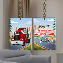 Load image into Gallery viewer, Personalized Semi Truck Driver Keychain - Custom Road Home Gift Keychains PopCulturePrints
